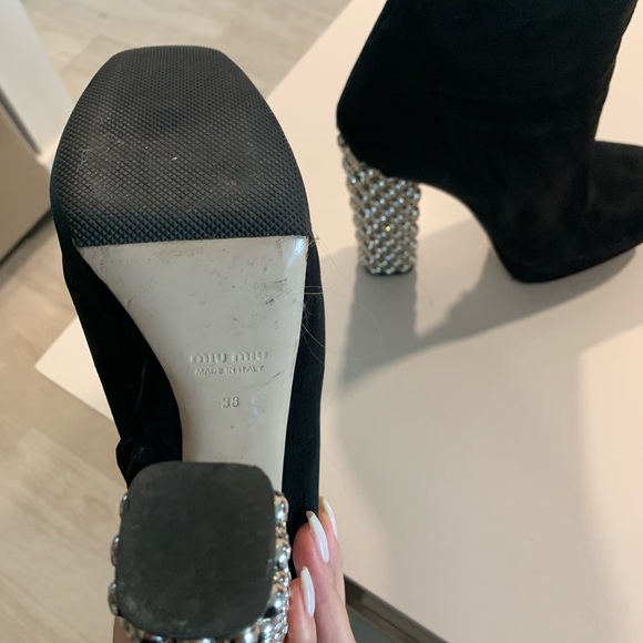 MIU MIU CRYSTAL SUEDE BOOTIES - Picture 5 of 5